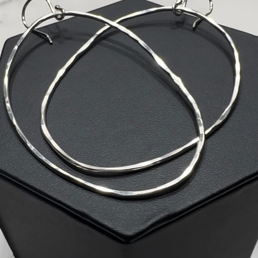 Organic Silver Hoop Earrings - XLarge Size - Nickel Free - The Pink Locket