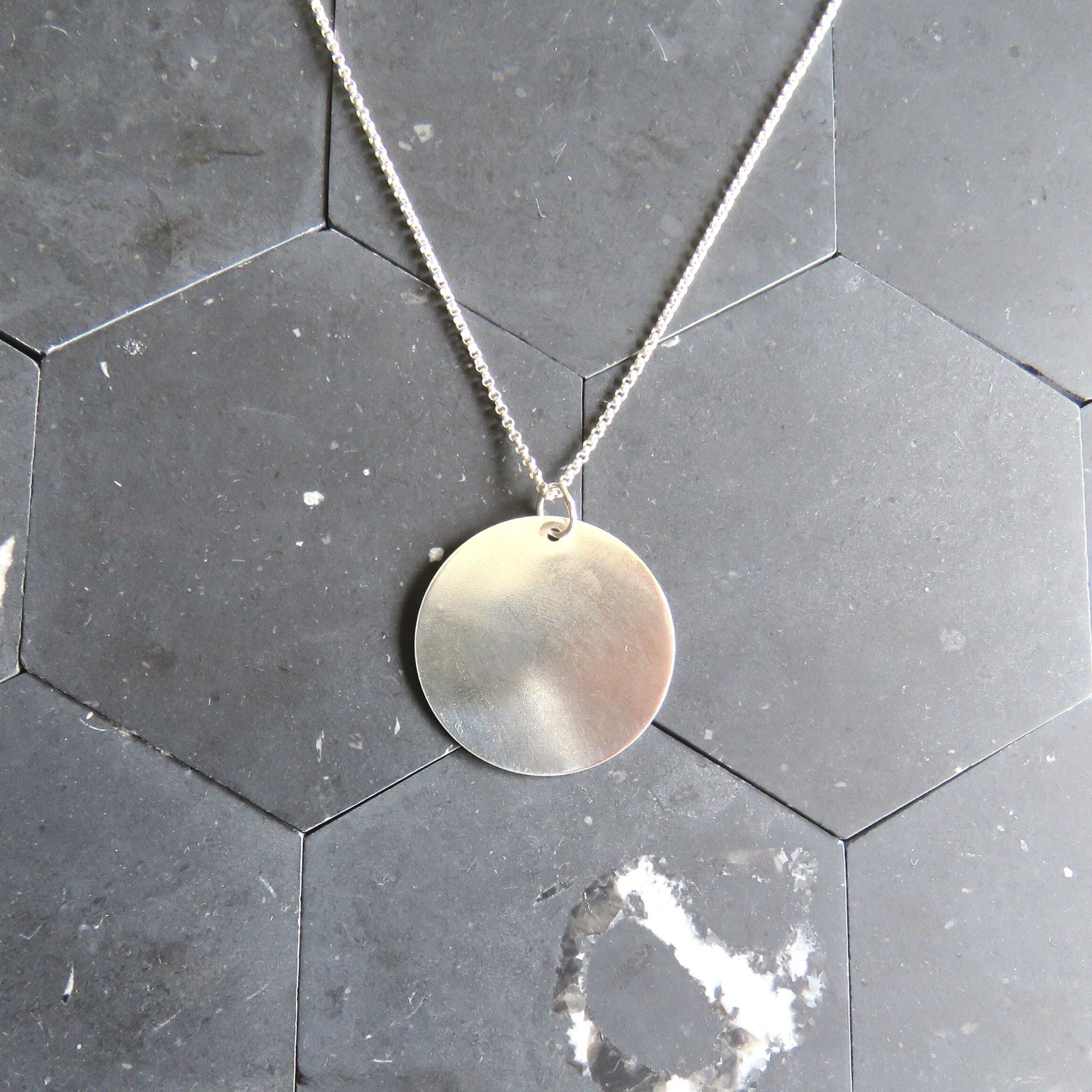 Silver Disc Necklace - Argentium Silver - Nickel Free