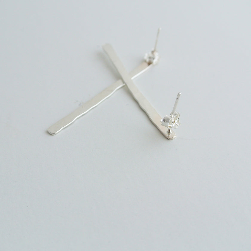 Erika - Match Stick Sterling Silver Dangle Stud Earrings