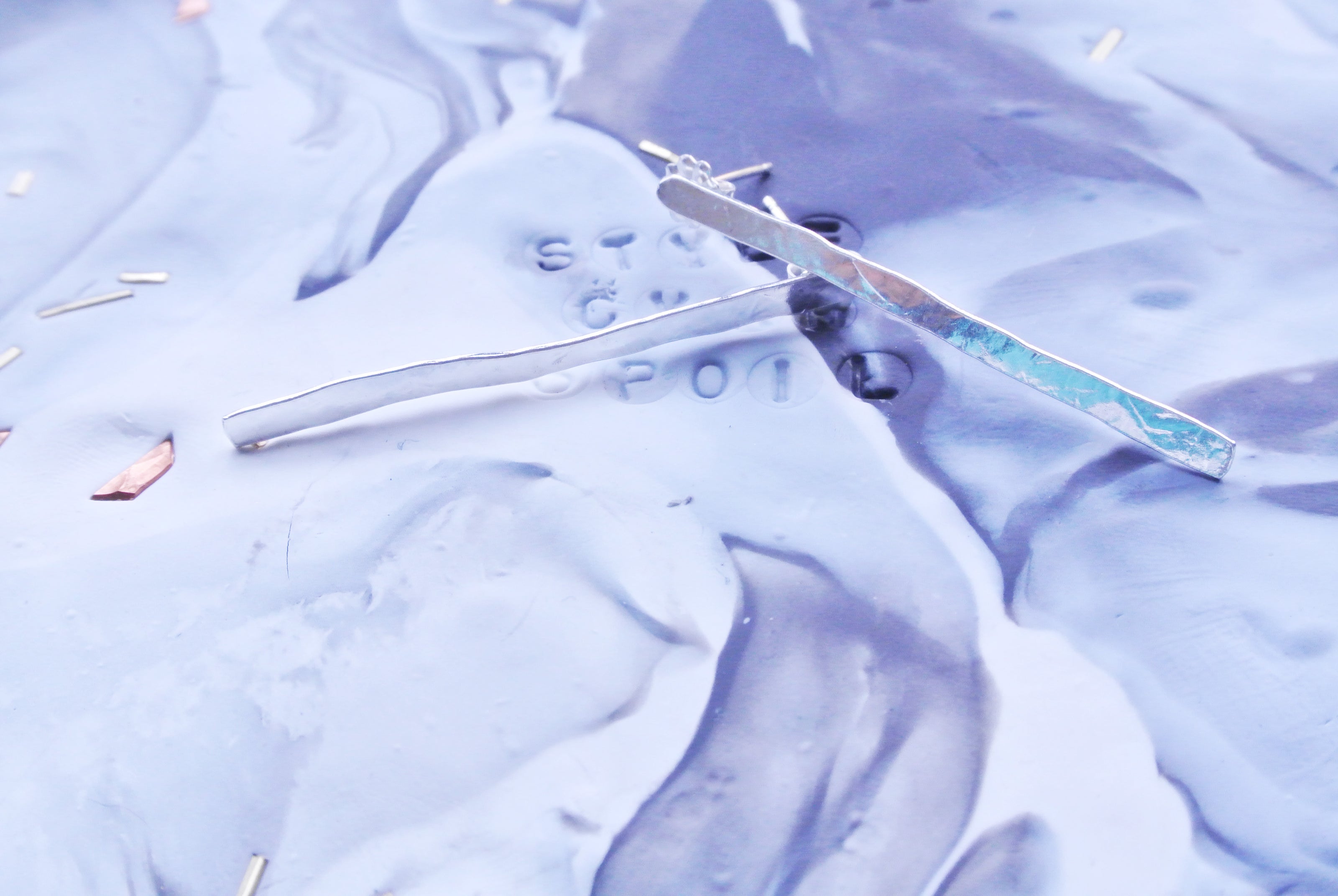 Erika - Match Stick Sterling Silver Dangle Stud Earrings