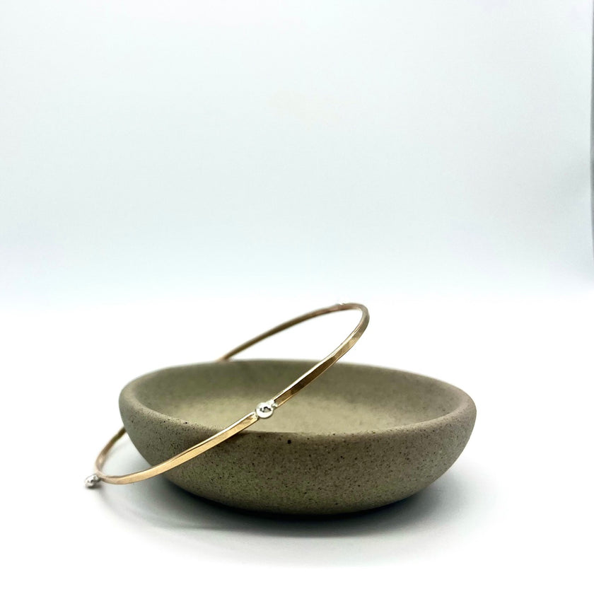 14kt Gold-Filled Bangle Bracelet with Argentium Silver Beads