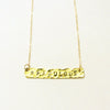 Hand Stamped Gold Bar Necklace - Horizontal Gold Bar - The Pink Locket - 1