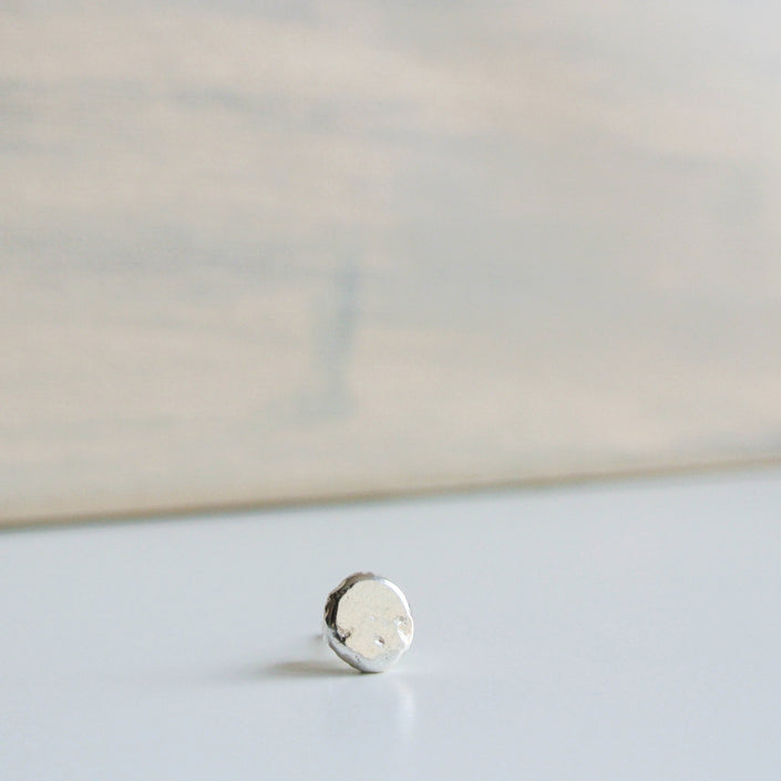 Men's Argentium Silver Stud Post Earring 7mm wide - The Pink Locket