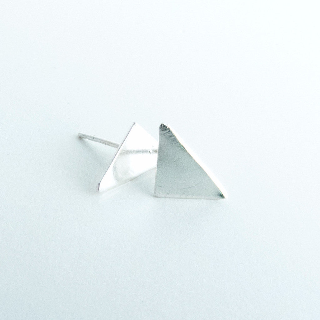 Rikkia - Sterling Silver Triangle Stud Earrings - The Pink Locket