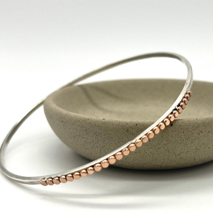 14kt Rose Gold-Filled Beaded Bangle Bracelet - Argentium Silver - Nickel Free