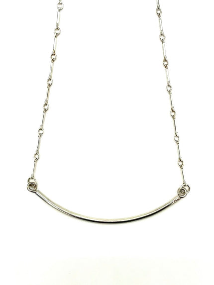 Arch Bar Tubed Necklace – Argentium Silver – Long Bar Chain 18 in long - Nickel Free