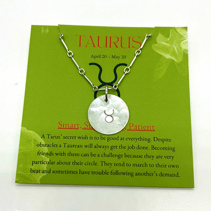 Taurus Zodiac Argentium Silver Necklace Straight Bar and Link Chain - Nickel Free