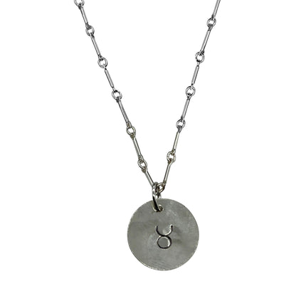 Taurus Zodiac Argentium Silver Necklace Straight Bar and Link Chain - Nickel Free